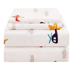 Airplane Colorful Patterned 3 piece Bedding Set twin